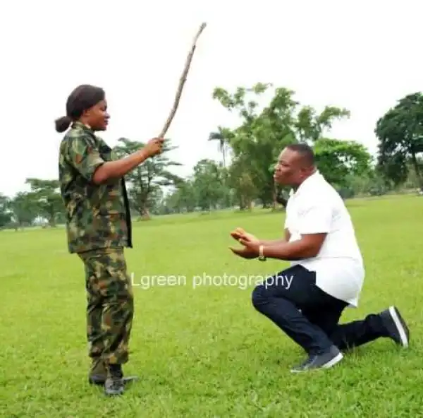 Check out pre-wedding pics of a Nigerian soldier & her groom-to-be